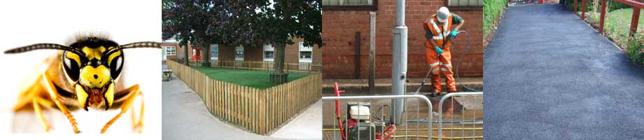 Local Authority Services for Schools, Councils and hospitals - Insect Control, Fencing and tree benches, deep cleaning, foot path, driveway and car park construction